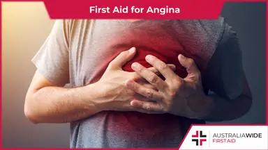 A man in pain clutching his chest